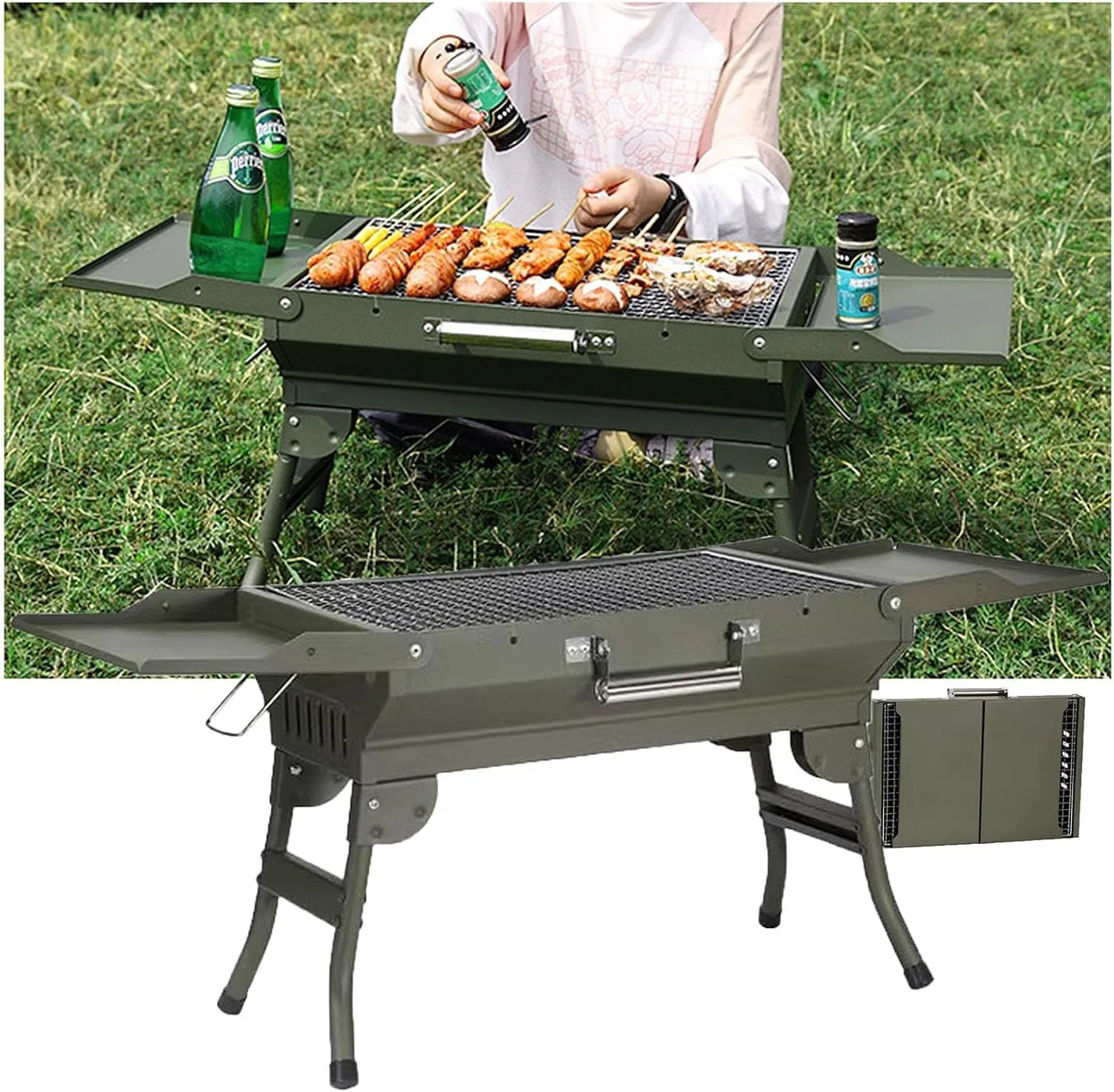 Portable Charcoal Grill Foldable Grills BBQ Small Griddle Compact Outdoor Cooking For Travel Camping Picnic Patio Hiking