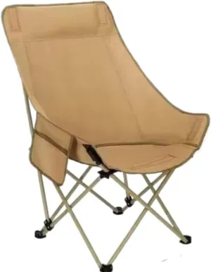 Portable Folding Camping Chair, Lawn Chair, Comfortable and Lightweight Sports Chair, Equipped with Three Adjustable Outdoor Fishing Gears, Suitable for Travel (High backrest Khaki degre)