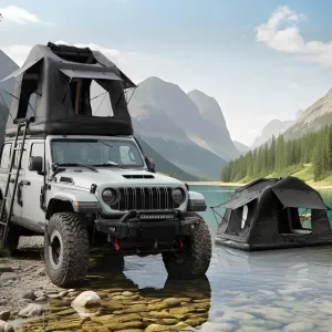 Portable Inflatable Roof Top Tent: 2-3 Min Quick Setup Oxford Fabric - Car/SUV Mountable Amphibious Camping Shelter with Ladder & Accessories - Elevated Offroad & Floating Tent for Adventurer