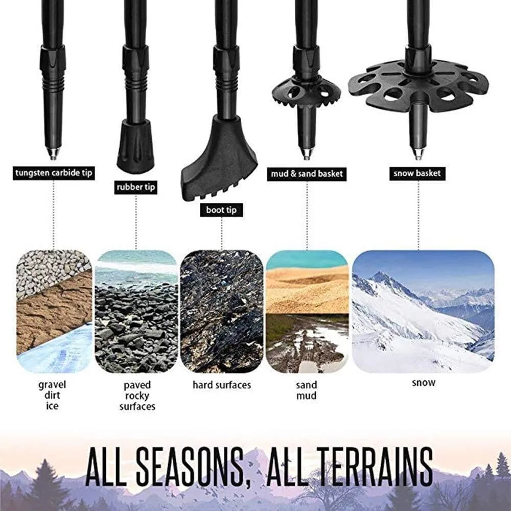 Portable Telescopic Hiking Poles – Ultralight 85% Carbon Fiber, Adjustable 65-135cm, External Lock, Cork & EVA Grip, Tungsten Steel Tip for Hiking, Trekking, Skiing