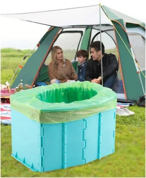 Portable Toilet Retracable Travel Toilet Adjustable Portable Toilet Potty Foldable Toilet Colorful Portable for Kids Elder Room Indoor Car Fishing Outdoor Camping (Sky-blue)