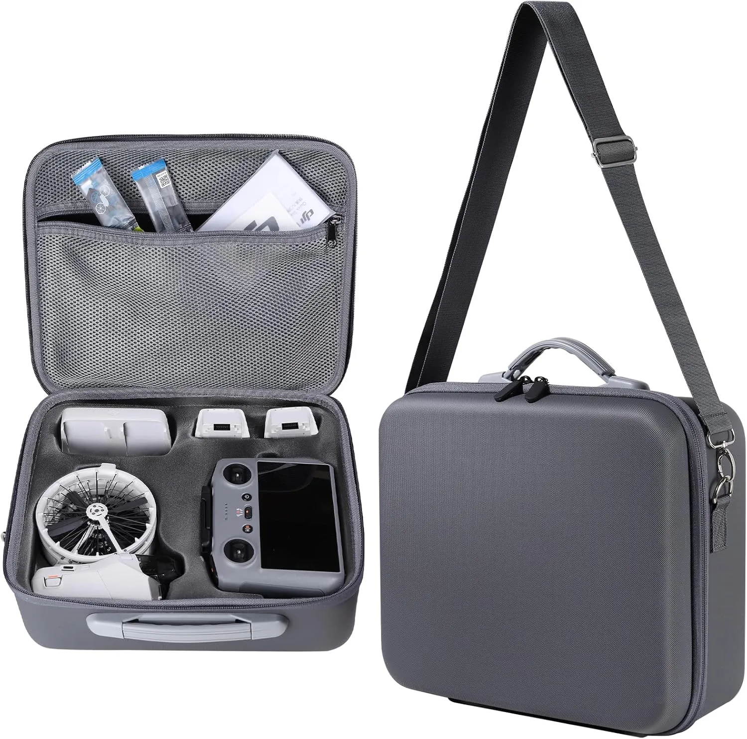 Portable Travel Case for DJI Flip Fly More Combo Drone - Protective Hard Shell Carrying Storage Bag with Removable Shoulder Strap