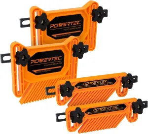 POWERTEC Tandem Feather Boards for Table Saw, Router Table & Bandsaw - 4PCs Combo Set, Fits T-Track & Miter Slot - Woodworking Tools & Accessories to Reduce Kickback & Increase Safety (72027)
