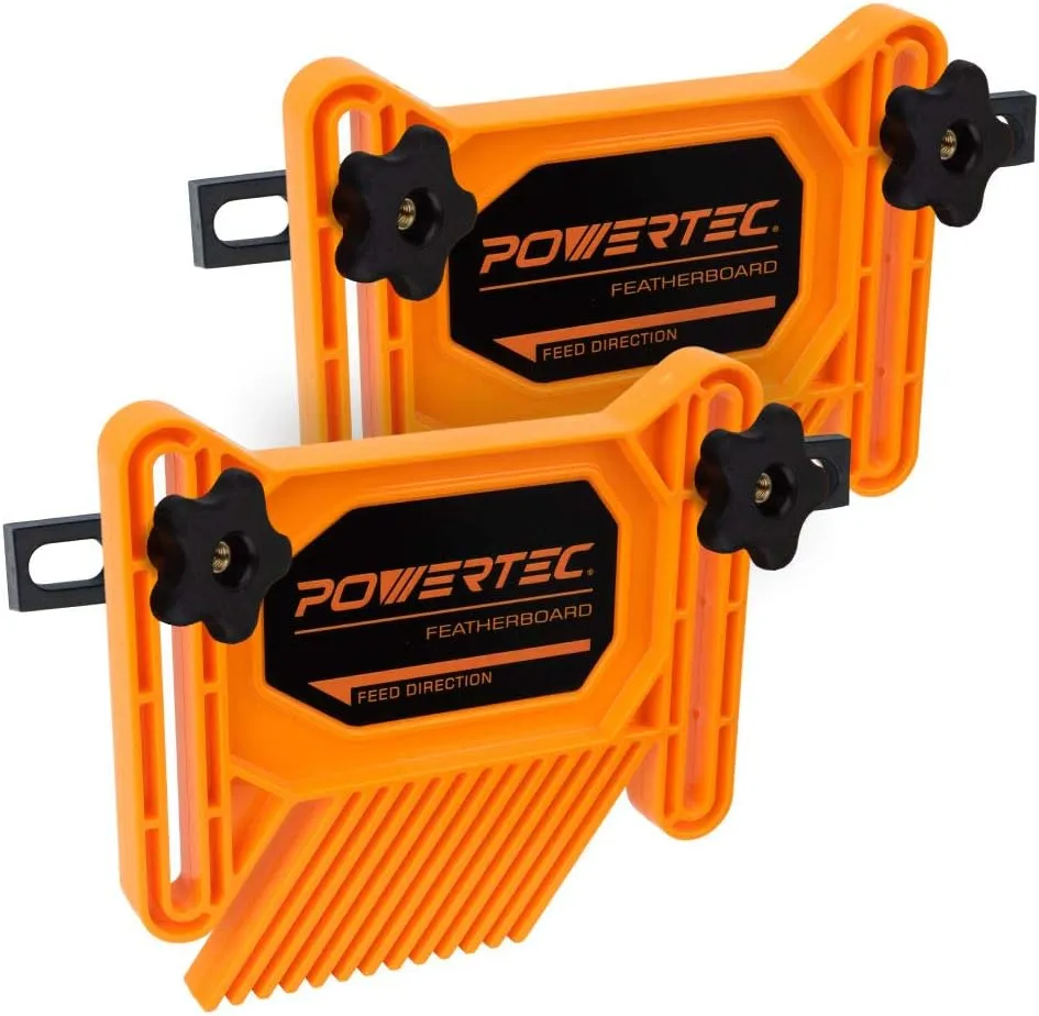 POWERTEC Universal Tandem Featherboards for Table Saw, Router Table, Router Fence & Band Saw, Wood working Tools & Accessories To Reduce Kickback & Increase Safety (Included T Track Bolts), 2Pk(71393)