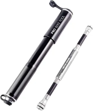 PRO BIKE TOOL Bike Pump with Gauge Fits Presta and Schrader - Accurate Inflation - Mini Bicycle Tire Pump for Road, Mountain and BMX Bikes, High Pressure 100 PSI, Includes Mount Kit