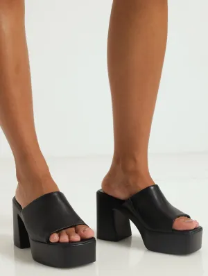 Push-In Mule Platform Sandal - Black
