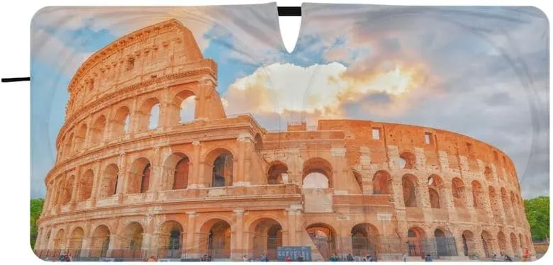 QUGRL Roman Colosseum Landscape Windshield Sun Shade Foldable for SUV Trucks Beautiful World Wonder Sunshade for Car Windshield Universal Sun Blocker Cover for Auto Front Window Visor Protector Large