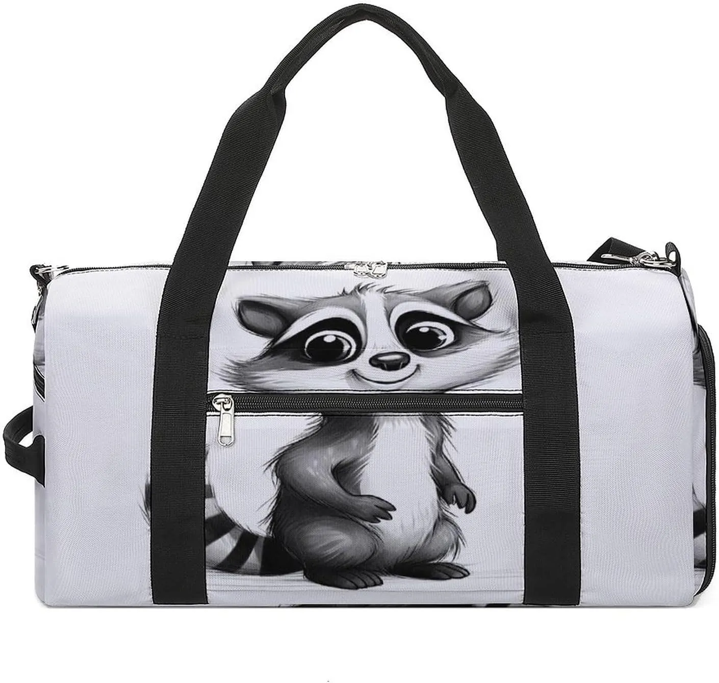 Raccoon Painting Barrel Gym Bags for Men And Women, Duffle Bag for Travel Sports Bag Camping Weekend Carry on Overnight Duffel Bag with Shoulder Strap