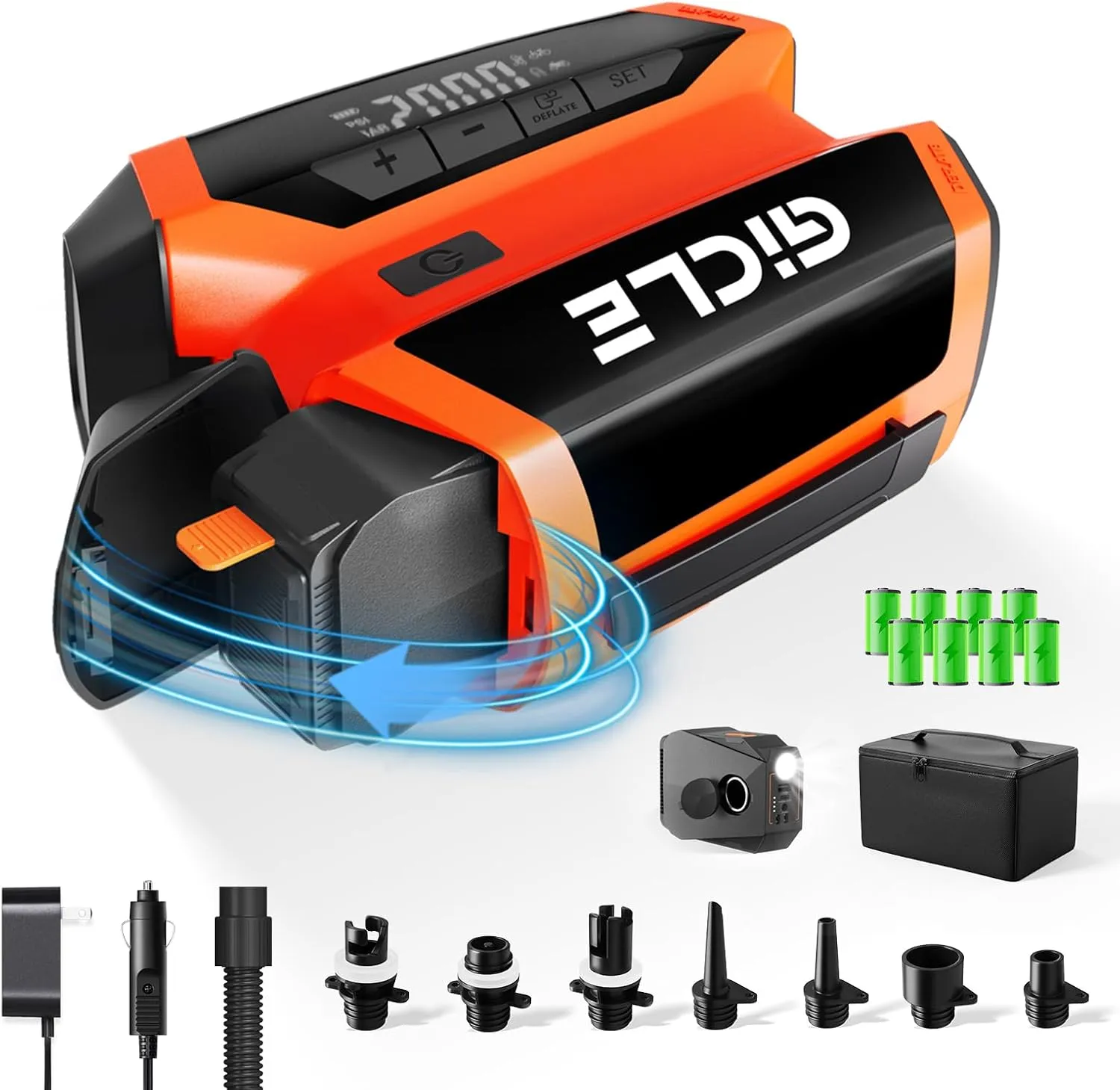 Rechargeable Electric Paddle Board Pump with Portable Power Bank, 22PSI High Pressure Battery Powered Sup Pump for Inflation and Deflation for The Paddleboard, Boat, Tent, Kayak