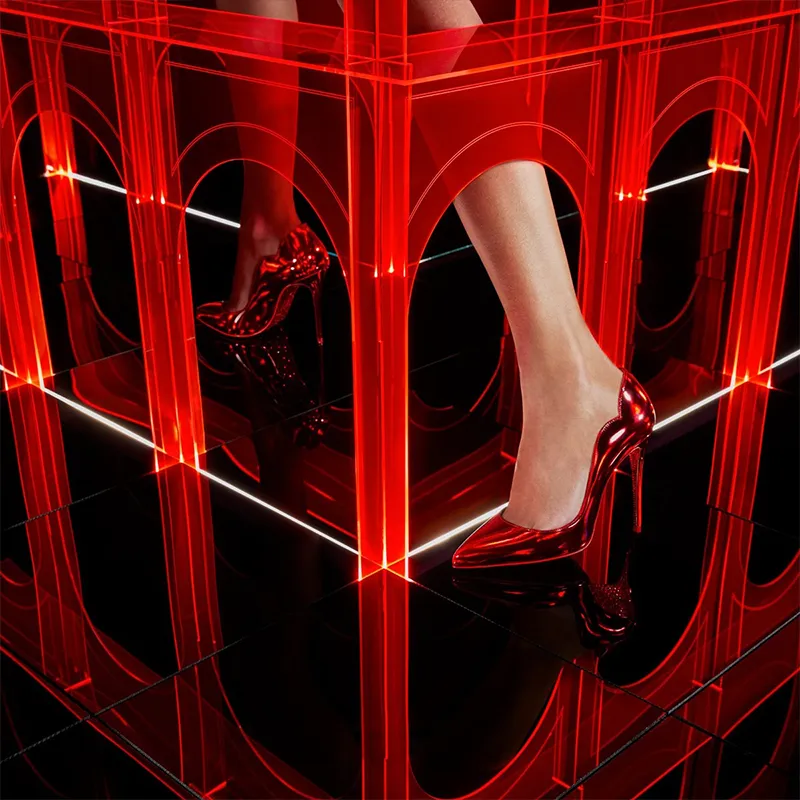Red Patent Leather PumpHand-Placed Red Strass