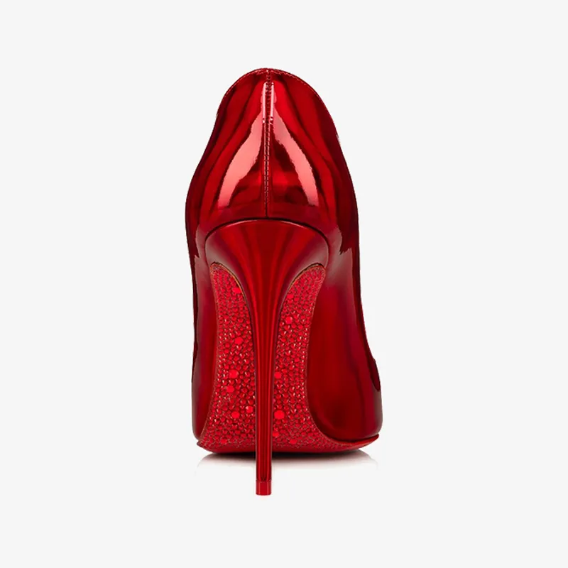 Red Patent Leather PumpHand-Placed Red Strass