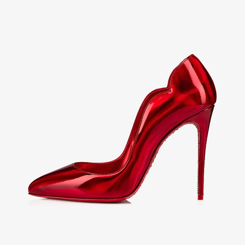 Red Patent Leather PumpHand-Placed Red Strass