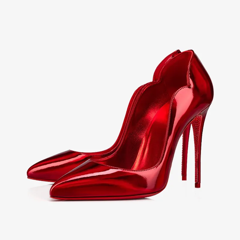 Red Patent Leather PumpHand-Placed Red Strass