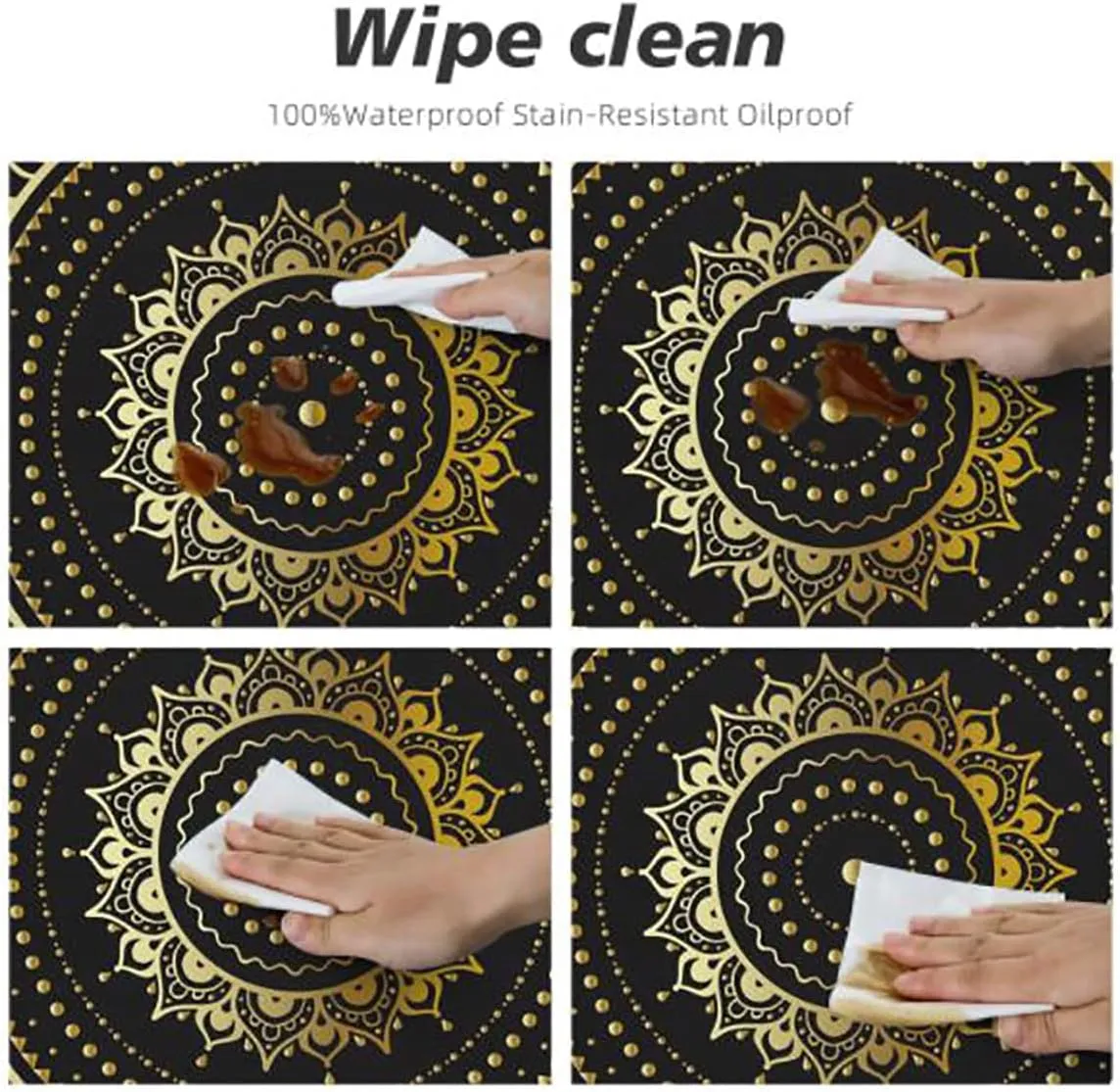 Red Purple Round Fitted Tablecloth with Elastic Edge Mexican Vibrant Colored Striped Soft-Touch Fitted Table Cloth, Waterproof Oil-Proof Table Cover Fit for 44"-47" Diameter Table Medieval