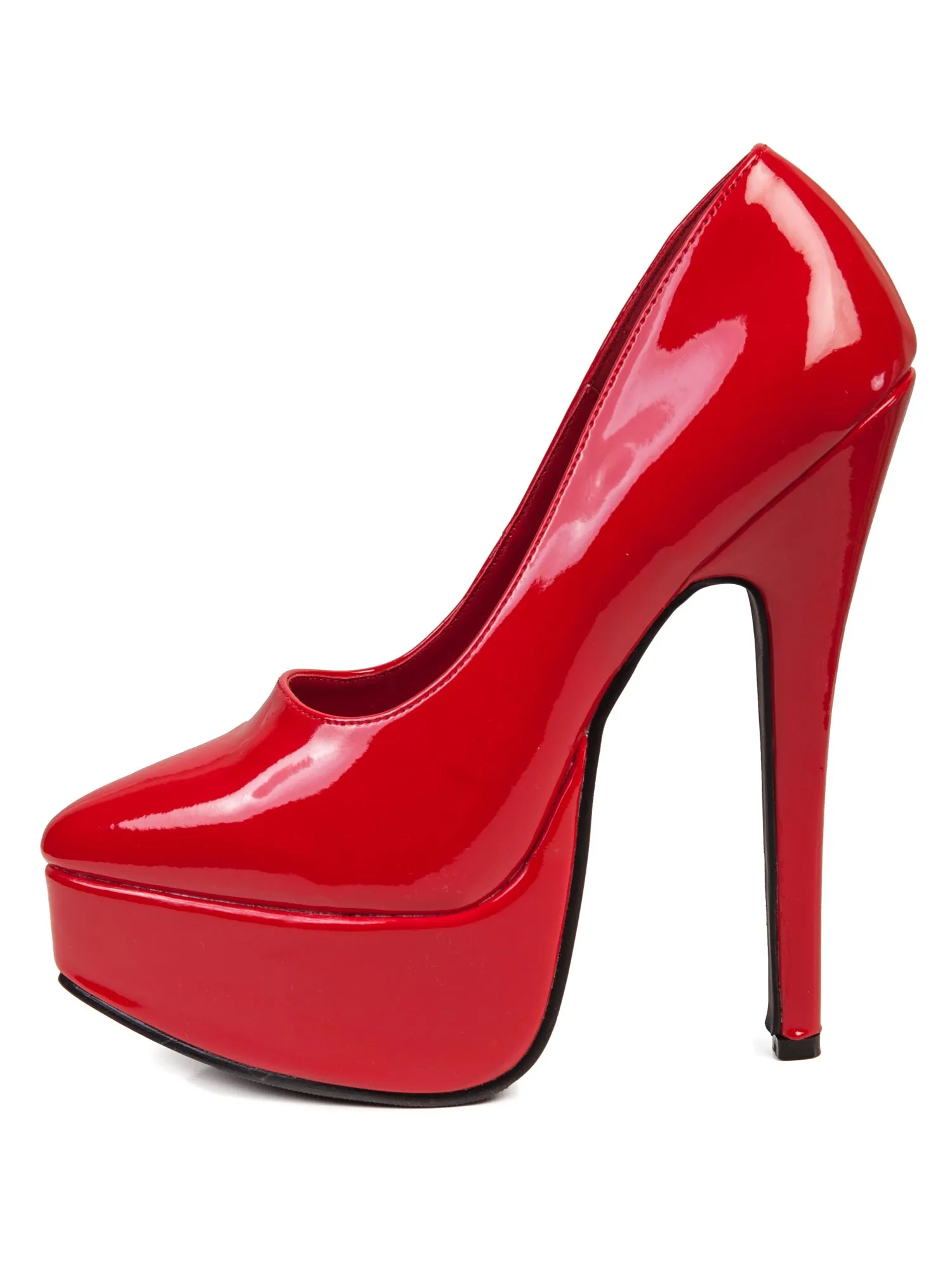 Red Stiletto Heel Platform Pump