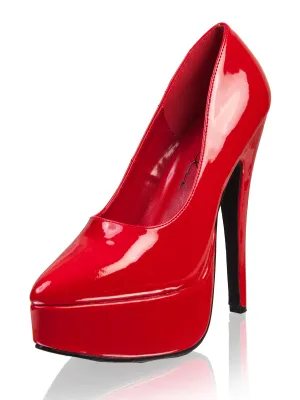 Red Stiletto Heel Platform Pump
