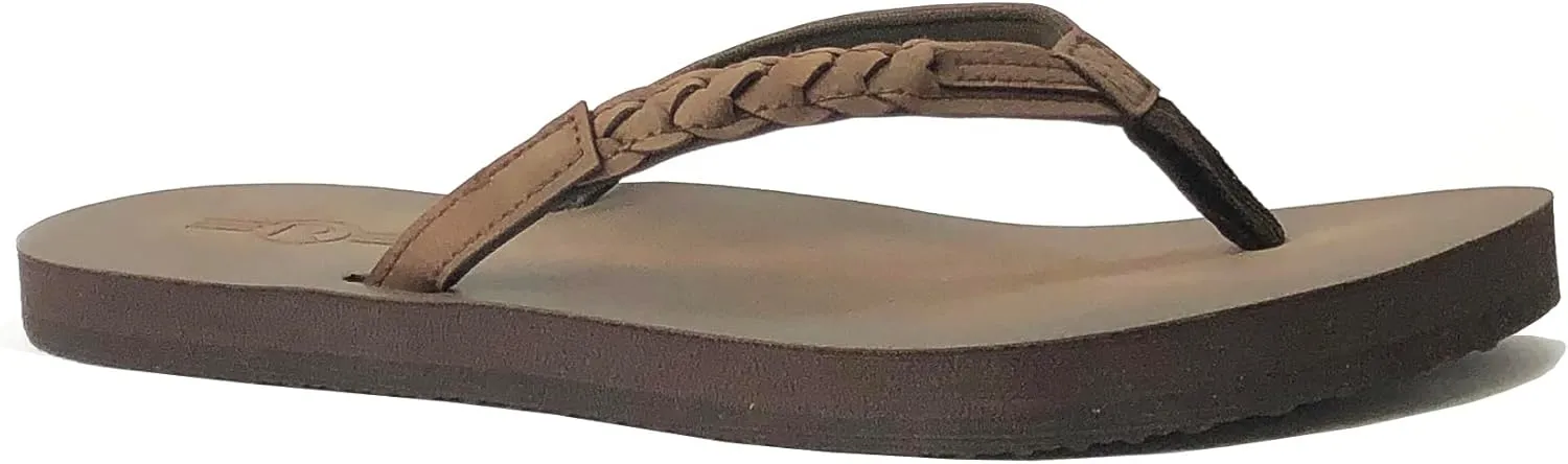 REDVOLUTION Women's Braided Beach Sandals | Classic Synthetic Leather Flip Flop Casual PU Shoe