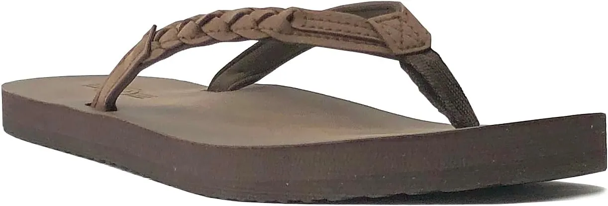 REDVOLUTION Women's Braided Beach Sandals | Classic Synthetic Leather Flip Flop Casual PU Shoe
