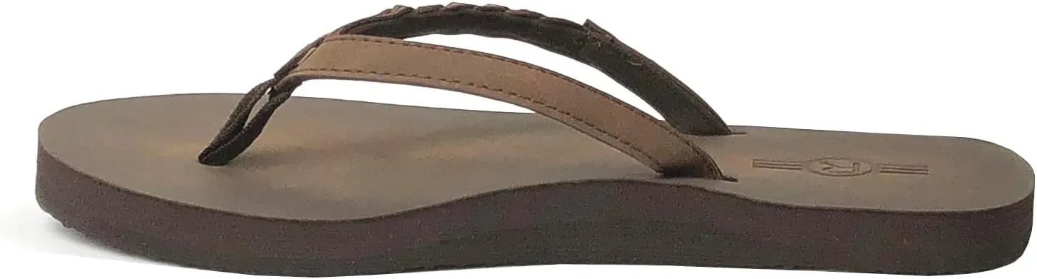 REDVOLUTION Women's Braided Beach Sandals | Classic Synthetic Leather Flip Flop Casual PU Shoe