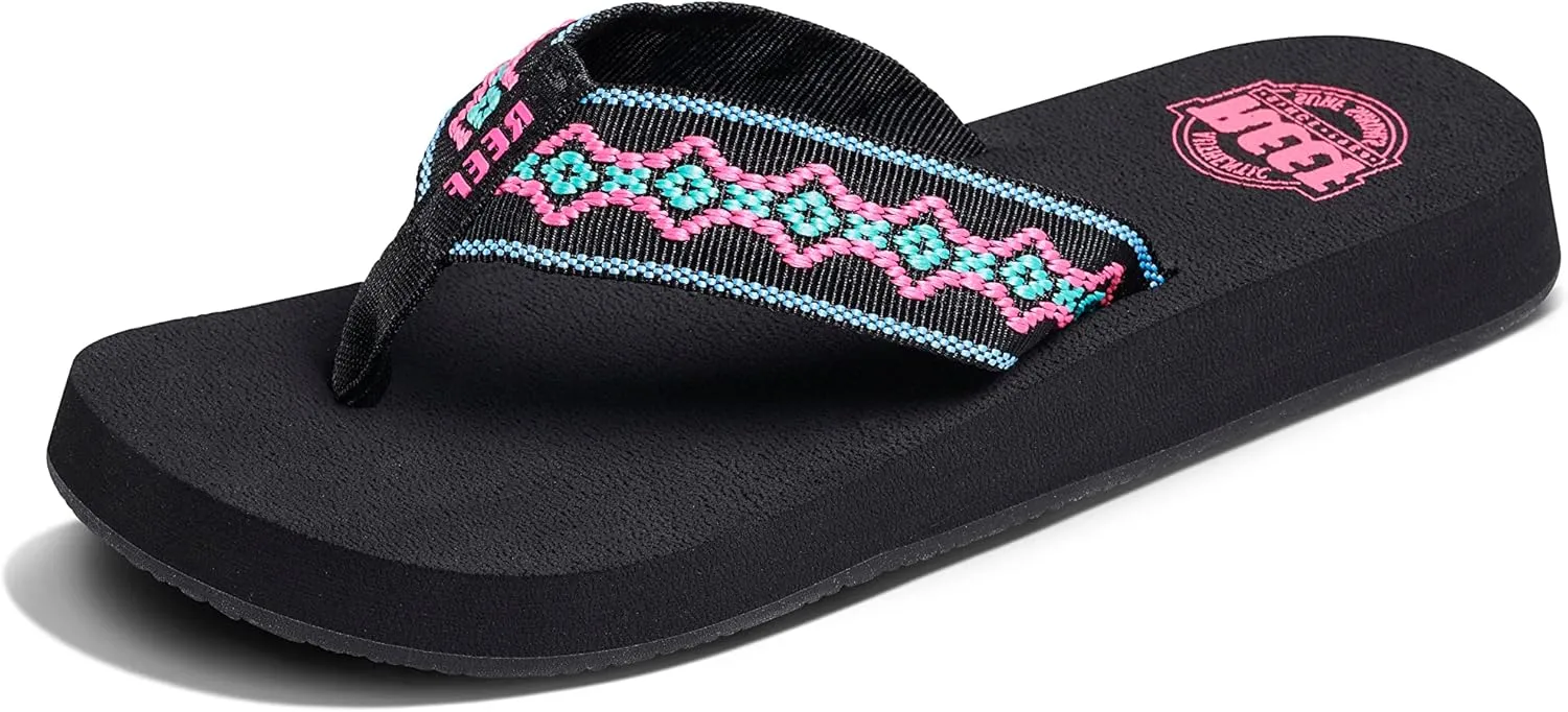 Reef Women's Sandy Flip-Flop, Black Neon, 8