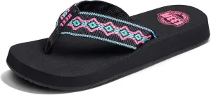 Reef Women's Sandy Flip-Flop, Black Neon, 8
