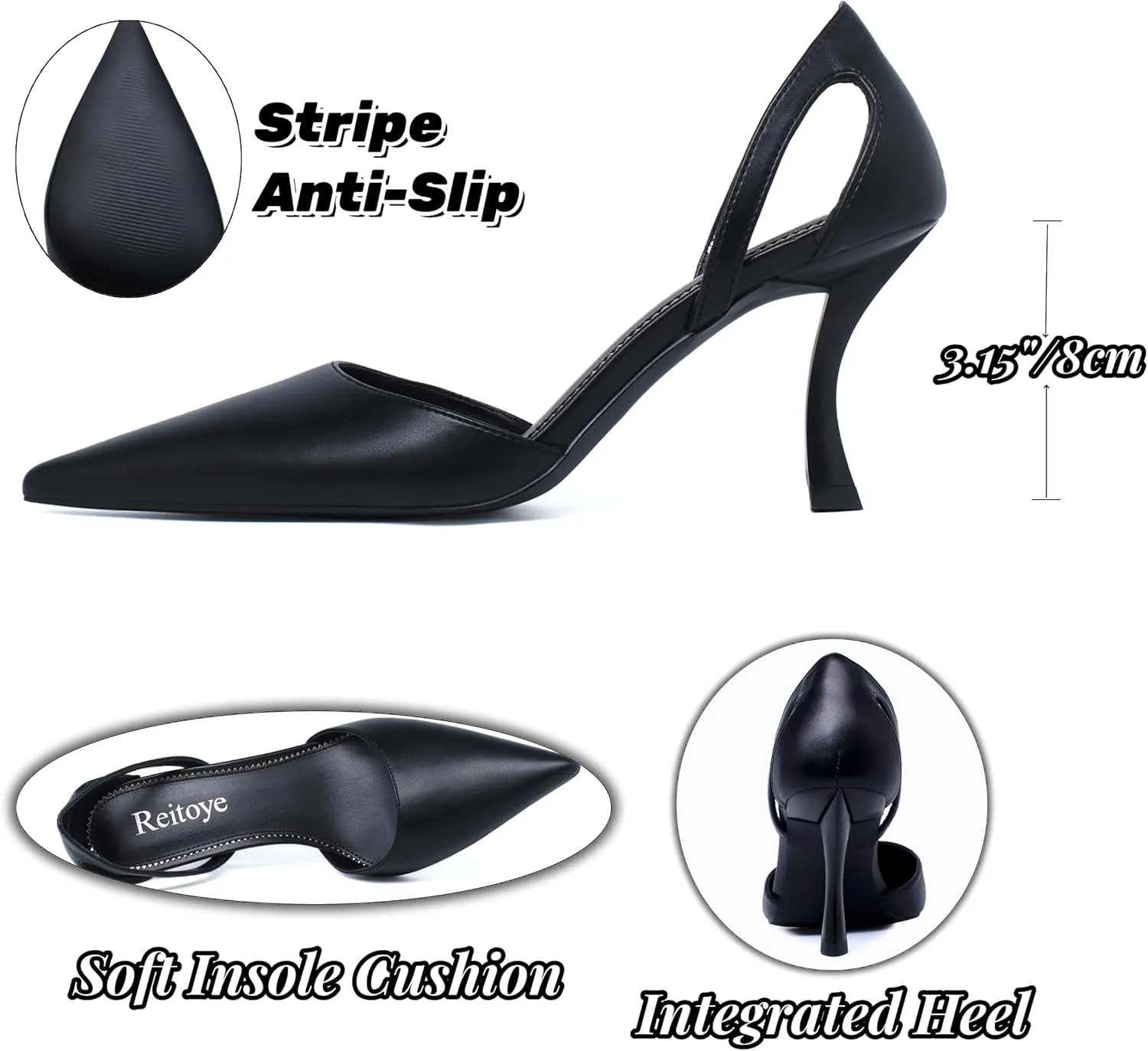 Reitoye Women's Stiletto High Heel Pumps Sexy Pointed Toe Dress Pump Heels