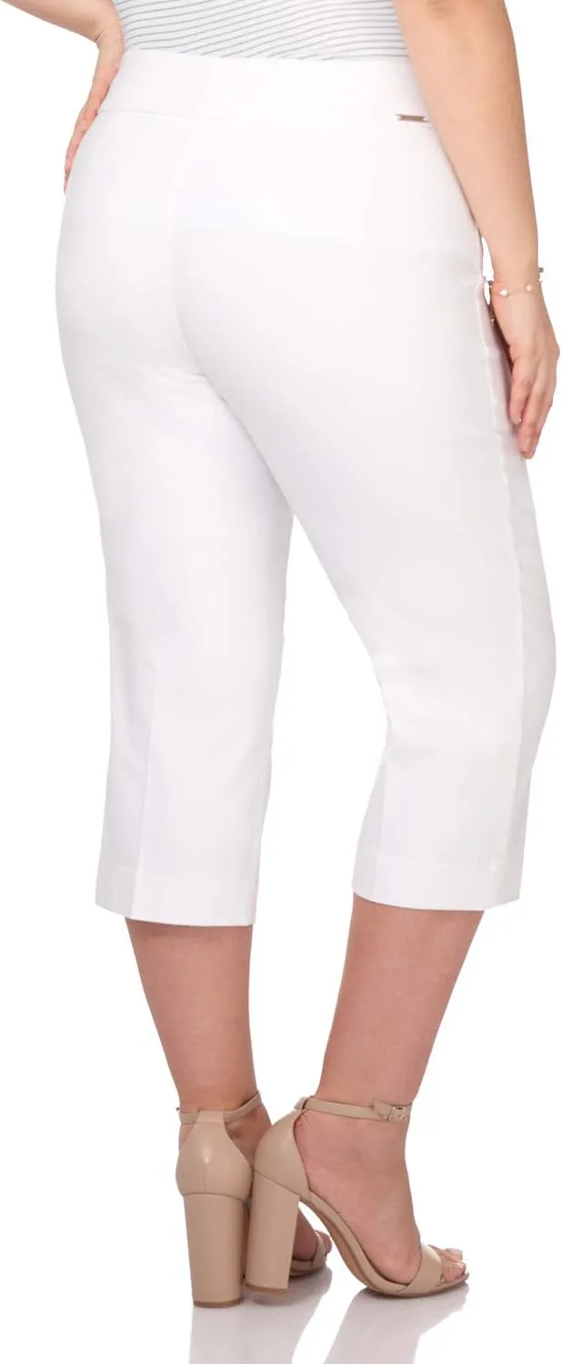 Rekucci Curvy Woman Plus Size Classic Pull-On Stretchy Straight Leg Capri