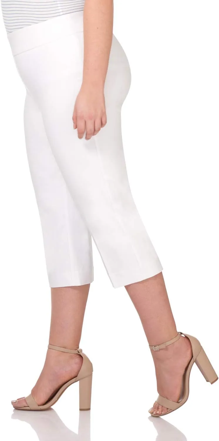 Rekucci Curvy Woman Plus Size Classic Pull-On Stretchy Straight Leg Capri