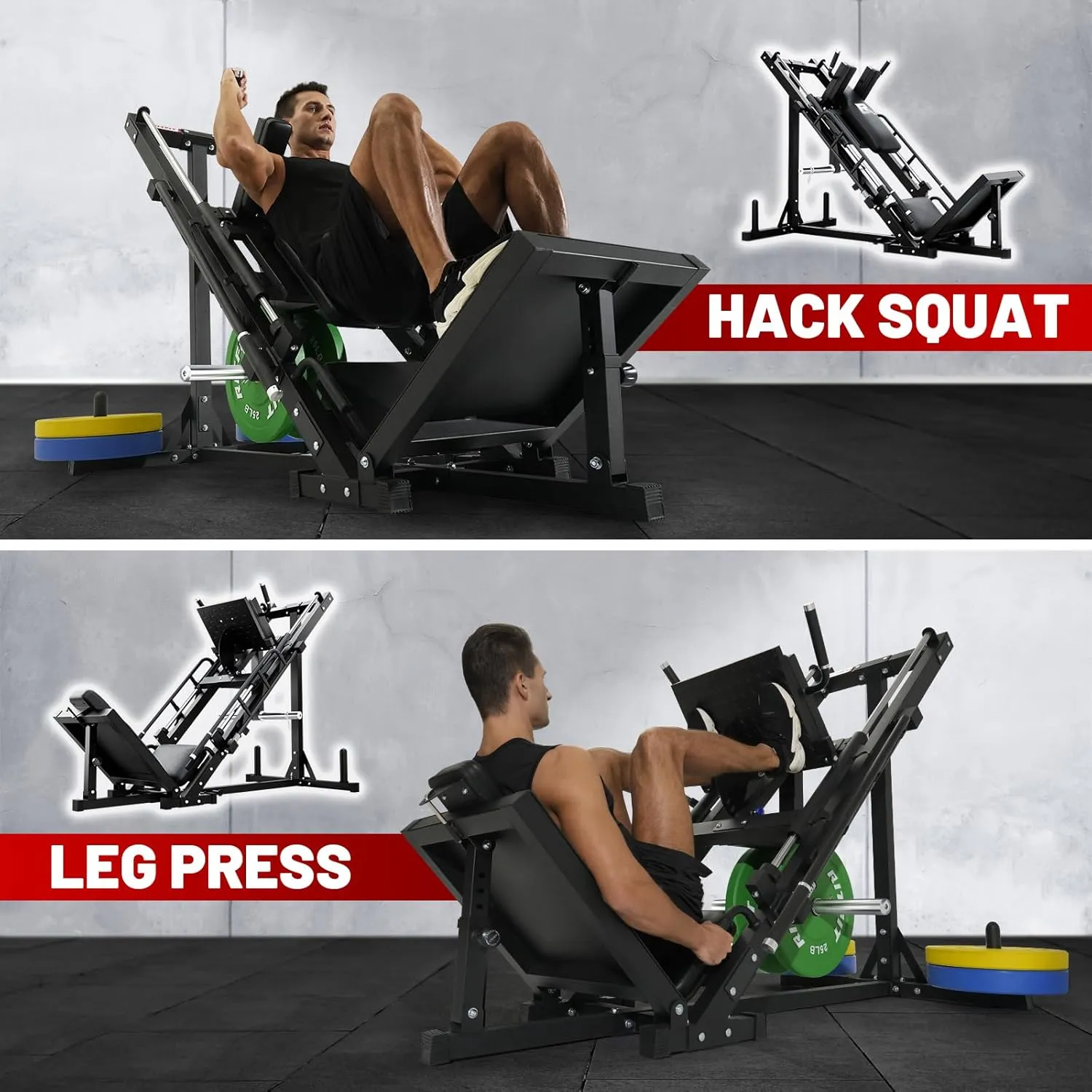 RitFit Leg Press Hack Squat Machine, Professional Adjustable Leg Press Machine for Home Gym with Linear Bearing, Specialty Hack Squat Machine for Full Lower Body Workout with Weight Storage Posts