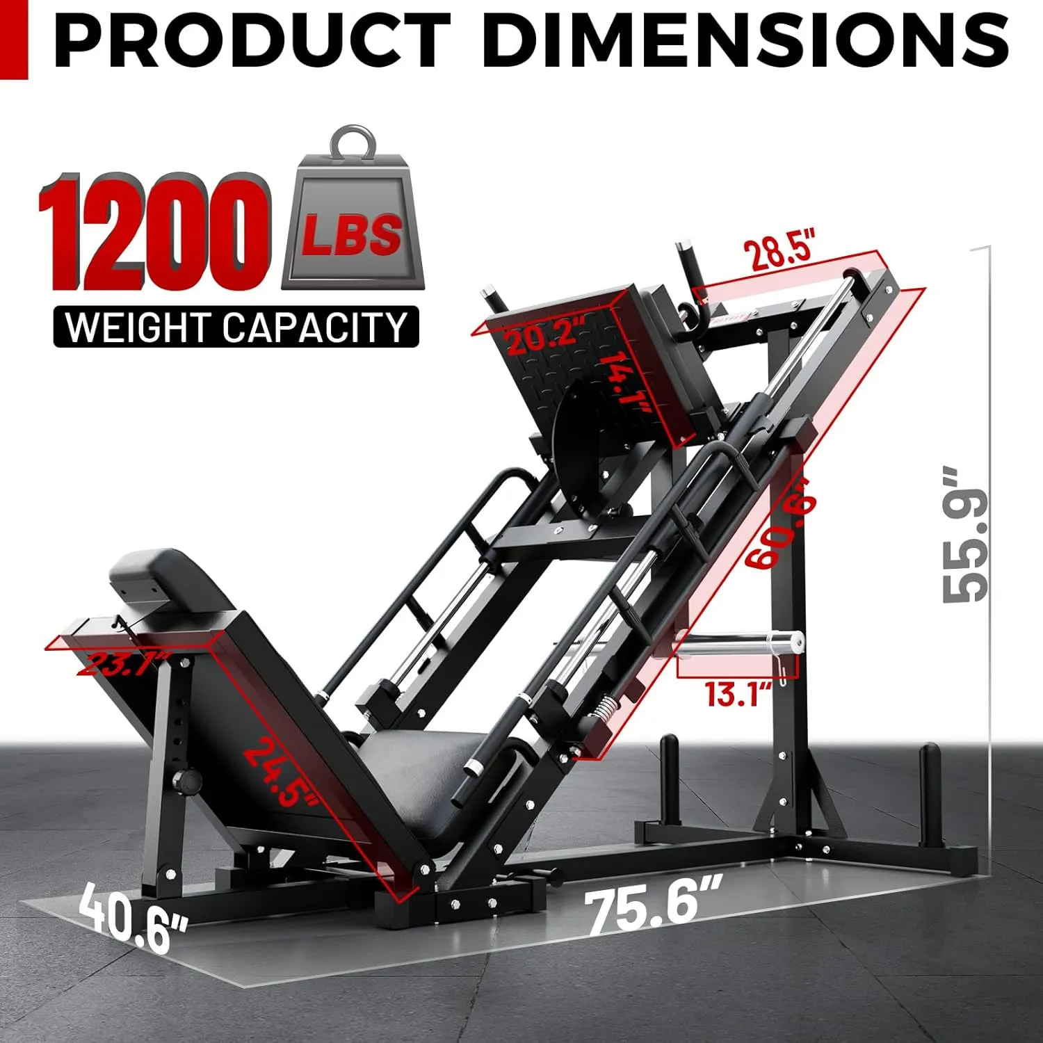 RitFit Leg Press Hack Squat Machine, Professional Adjustable Leg Press Machine for Home Gym with Linear Bearing, Specialty Hack Squat Machine for Full Lower Body Workout with Weight Storage Posts