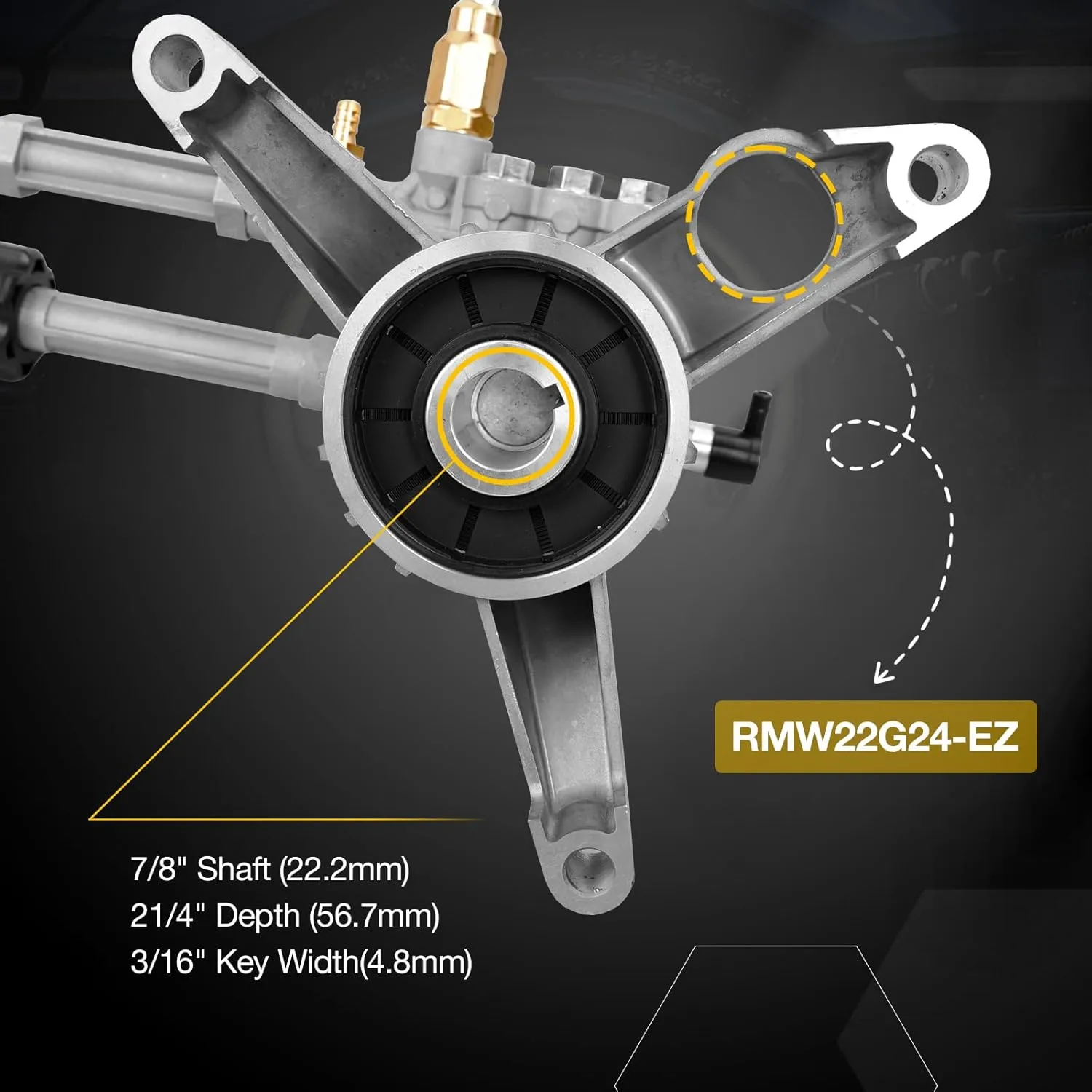 RMW22G24-EZ Vertical 7/8" Shaft Power 2400 PSI 2.2 GPM AR High Pressure Washer Pump with Easy Start Valve Thermal Relief Valve Triplex Plunger Pump, Aluminum