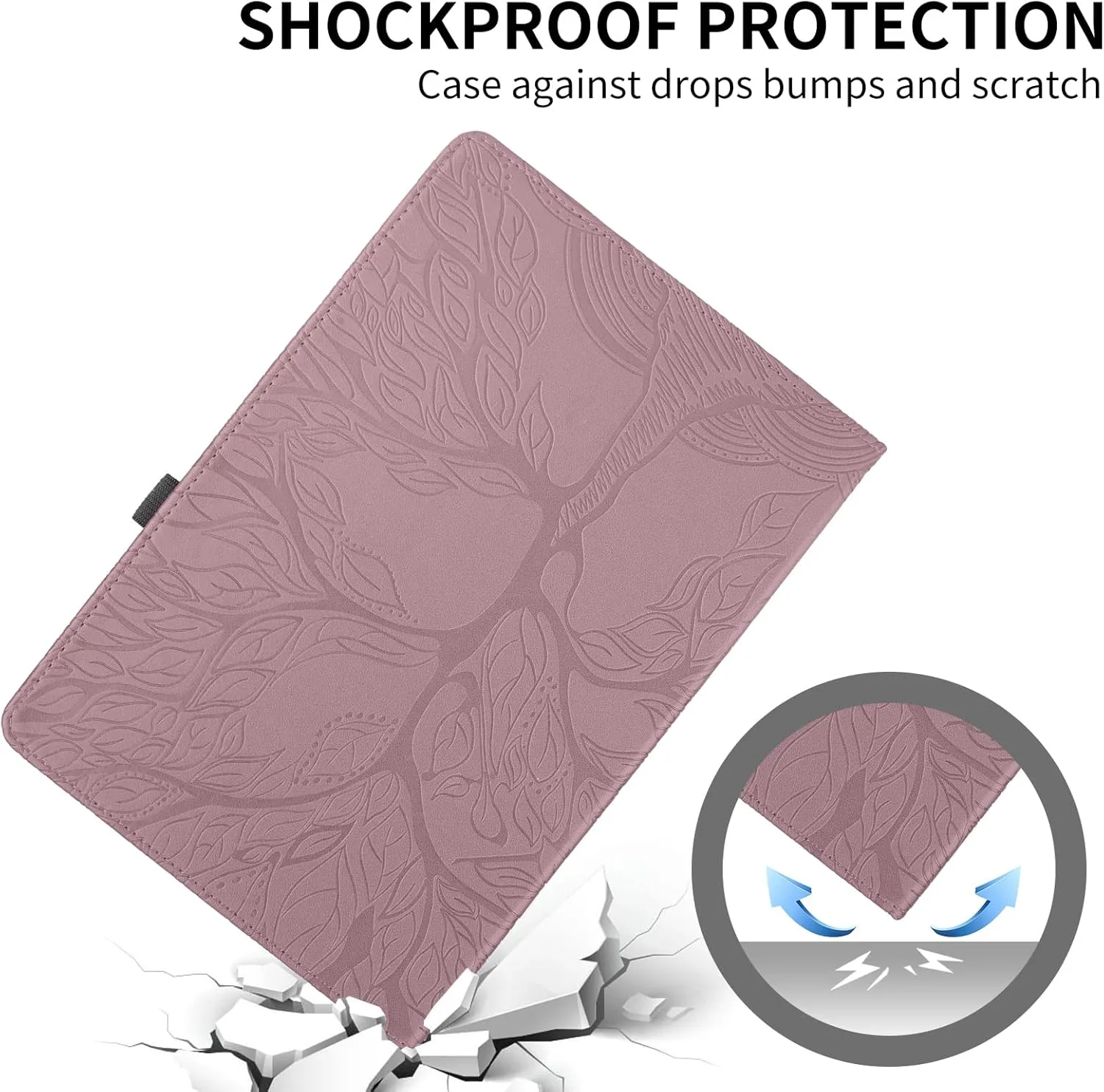 Rotating Case for Lenovo Tab M9 9.0 inch (TB-310FU) 2023 Released PU Leather Cover Lightweight Flip Stand Shell with Pen Holder for Lenovo Tab M9 9" 2023 Tablet-Rose Gold