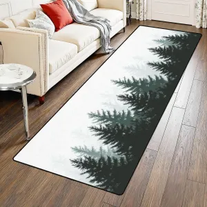 Runner Rug 2x6 Forest nature landscape Evergreen coniferous trees Pine spruce Washable Area Runner Rug Bathroom Rugs Kitchen Mats For Floor Door Mat Runners For Hallways Living Room Bedroom