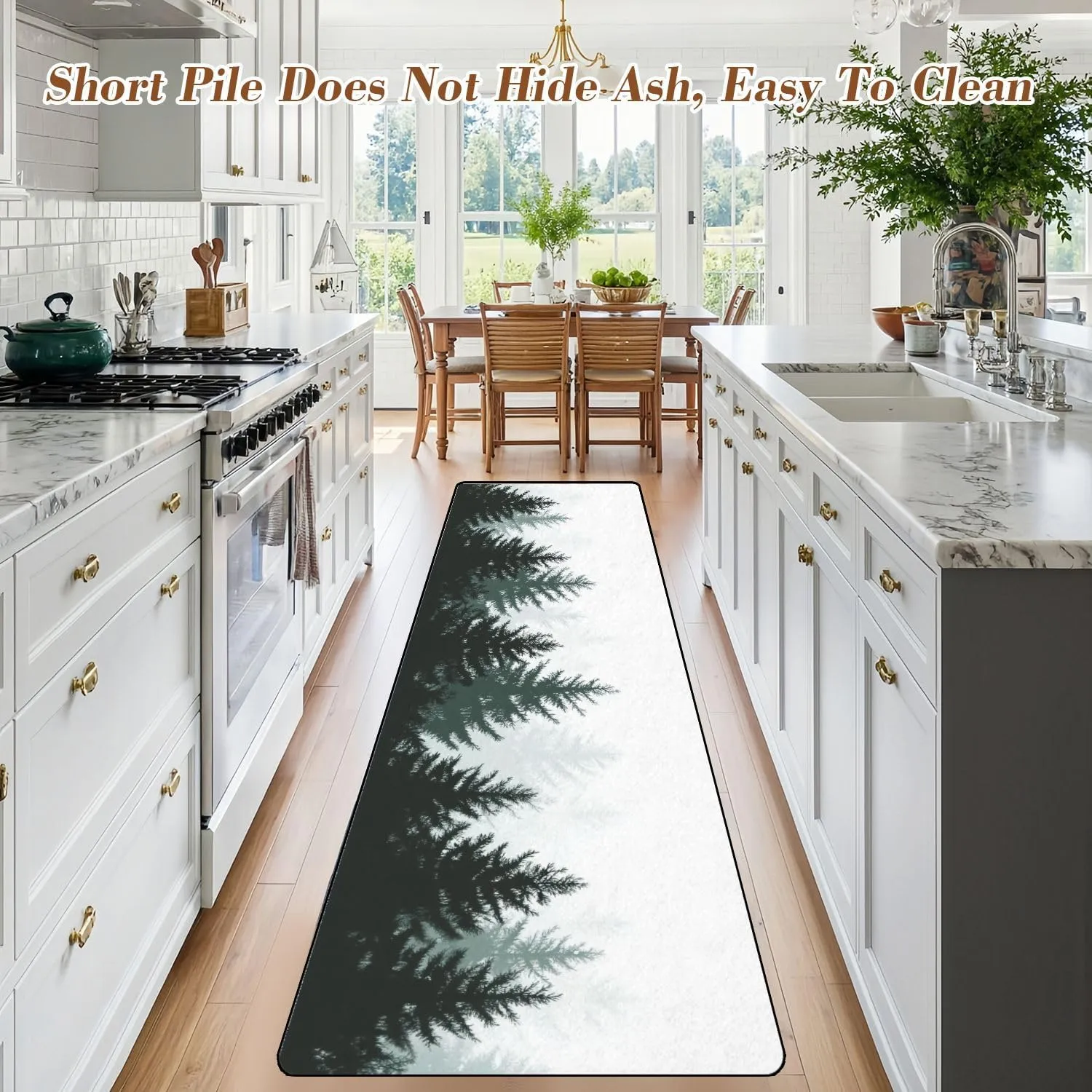 Runner Rug 2x6 Forest nature landscape Evergreen coniferous trees Pine spruce Washable Area Runner Rug Bathroom Rugs Kitchen Mats For Floor Door Mat Runners For Hallways Living Room Bedroom