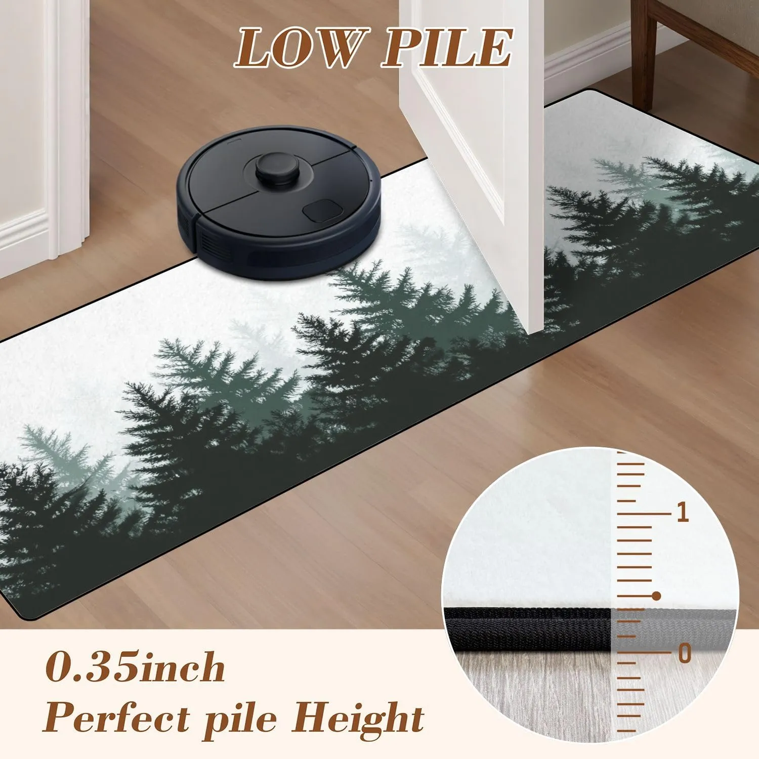 Runner Rug 2x6 Forest nature landscape Evergreen coniferous trees Pine spruce Washable Area Runner Rug Bathroom Rugs Kitchen Mats For Floor Door Mat Runners For Hallways Living Room Bedroom