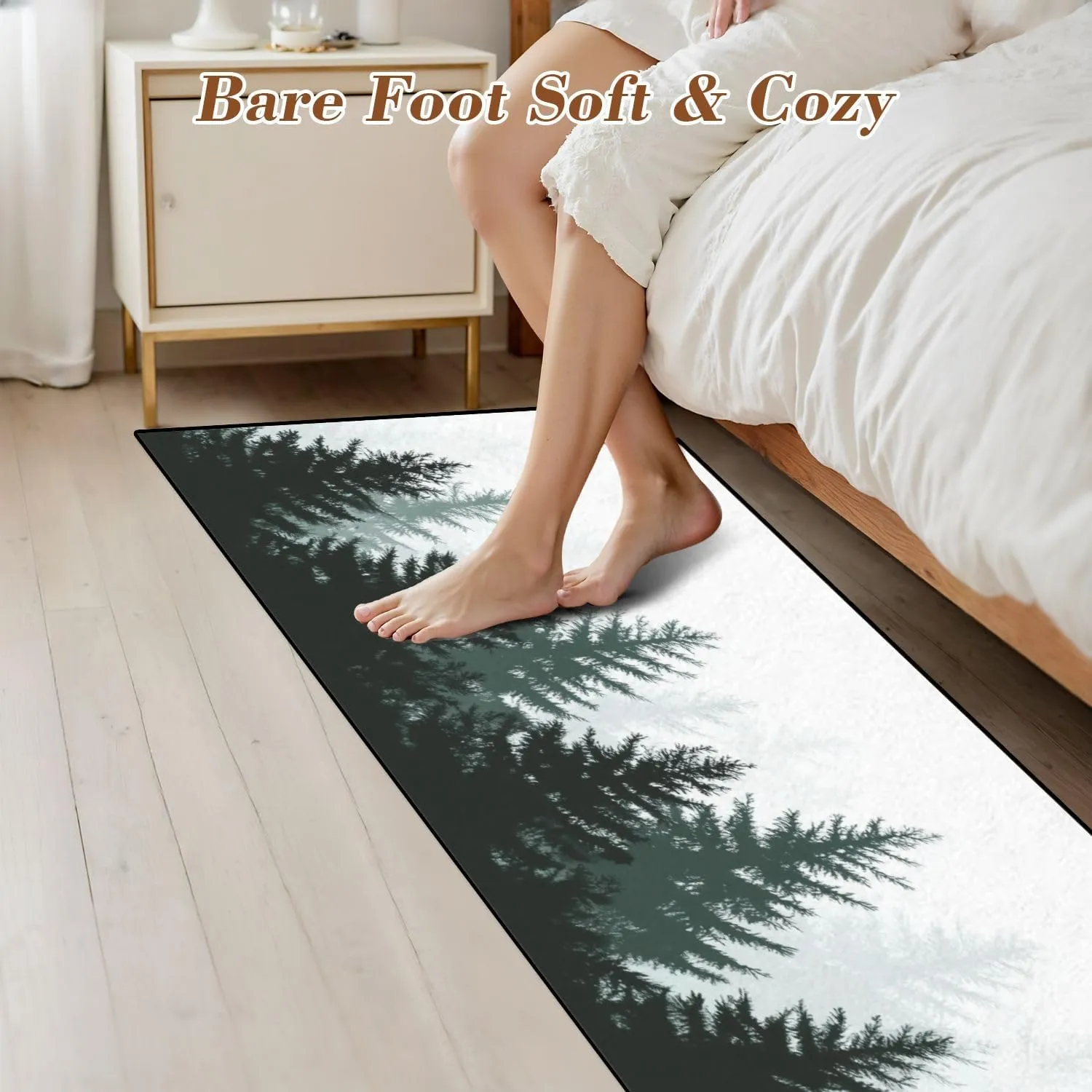 Runner Rug 2x6 Forest nature landscape Evergreen coniferous trees Pine spruce Washable Area Runner Rug Bathroom Rugs Kitchen Mats For Floor Door Mat Runners For Hallways Living Room Bedroom