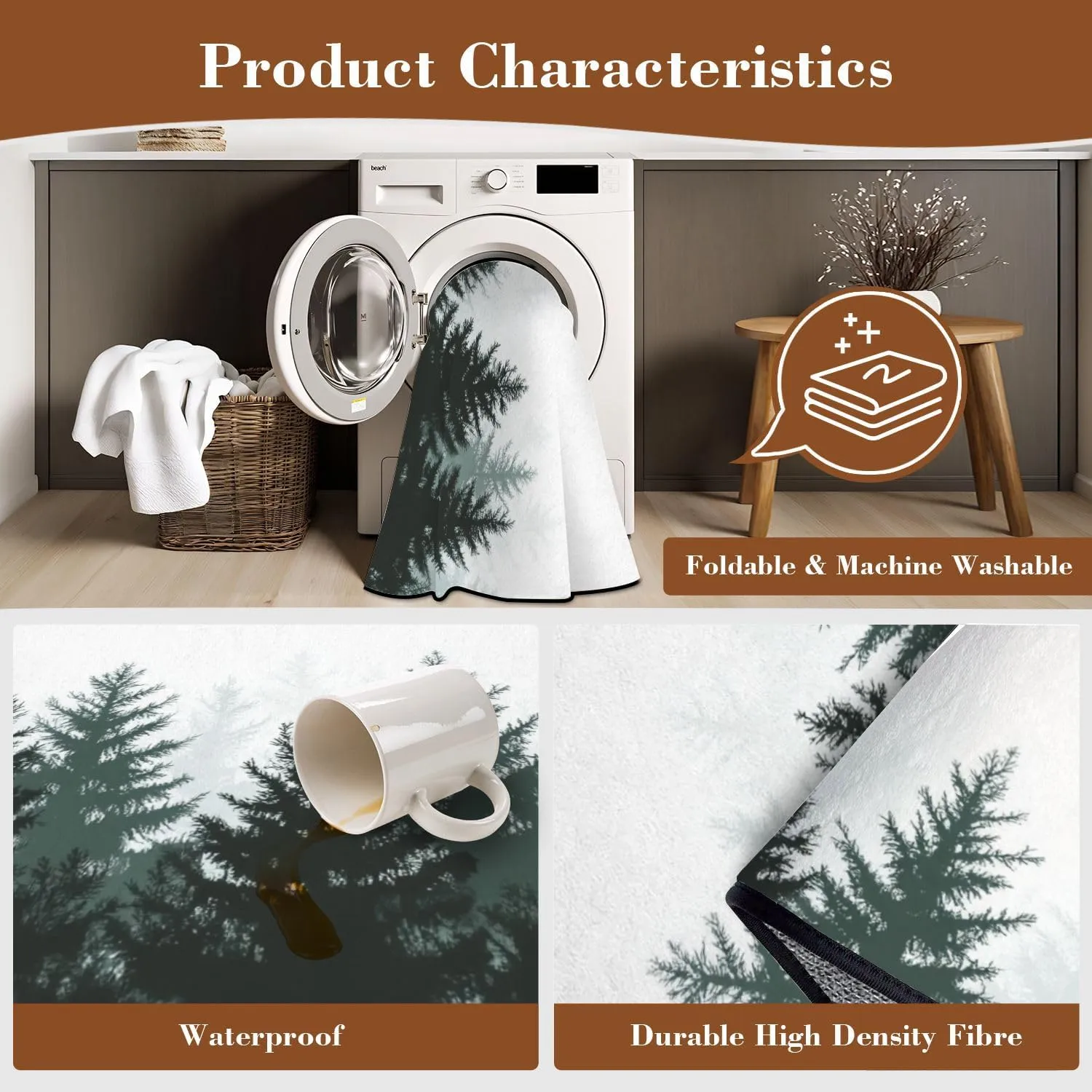 Runner Rug 2x6 Forest nature landscape Evergreen coniferous trees Pine spruce Washable Area Runner Rug Bathroom Rugs Kitchen Mats For Floor Door Mat Runners For Hallways Living Room Bedroom
