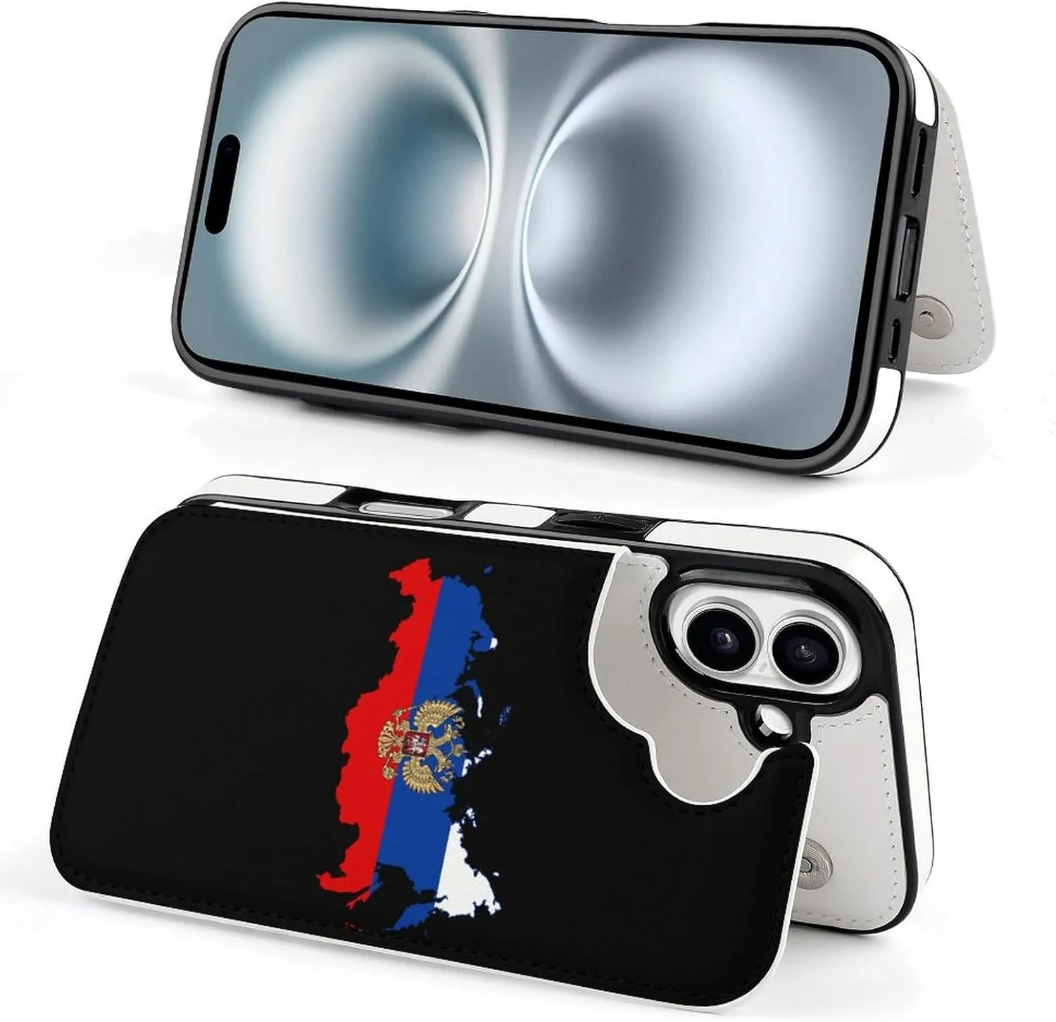 Russian Eagle Map of Russia Compatible with Case Phone Wallet Card Holder Shockproof Protective Flip Cover
