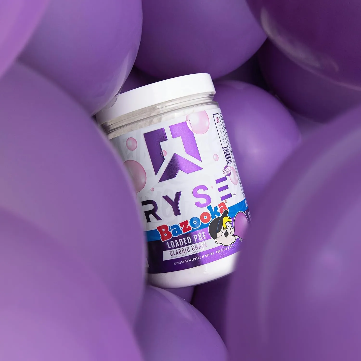 RYSE Loaded Pre Workout Powder - Bazooka Grape - Daily Pre-Workout for Men & Women with 390mg Caffeine, Beta Alanine, and Citrulline for Pump, Focus, and Energy - 30 Servings