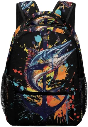 Sailfish Watercolor Unisex Causal Backpack Lightweight Daypack Classic Shoulder Bag for Men Women Travel Work