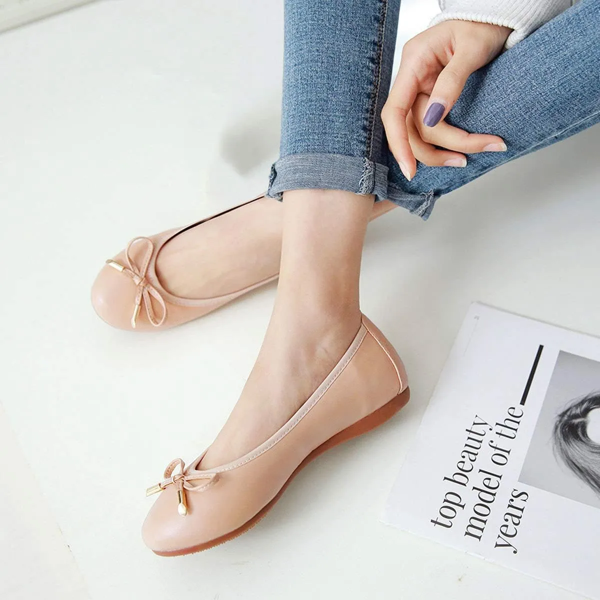SAILING LU Women's Foldable Flat Shoes Portable Travel Ballet Flats Roll Up Slipper Shoes