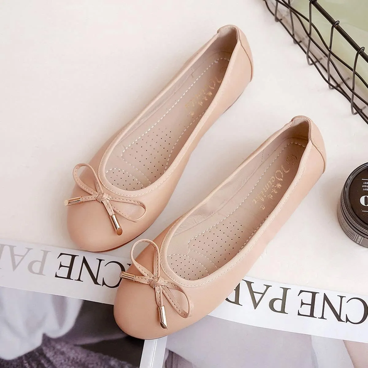 SAILING LU Women's Foldable Flat Shoes Portable Travel Ballet Flats Roll Up Slipper Shoes