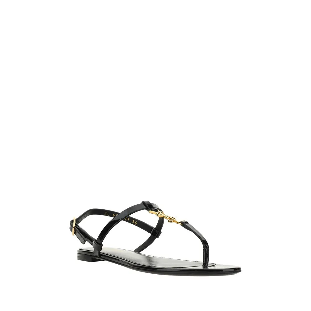 Saint Laurent Cassandra Flat Slingback Sandals