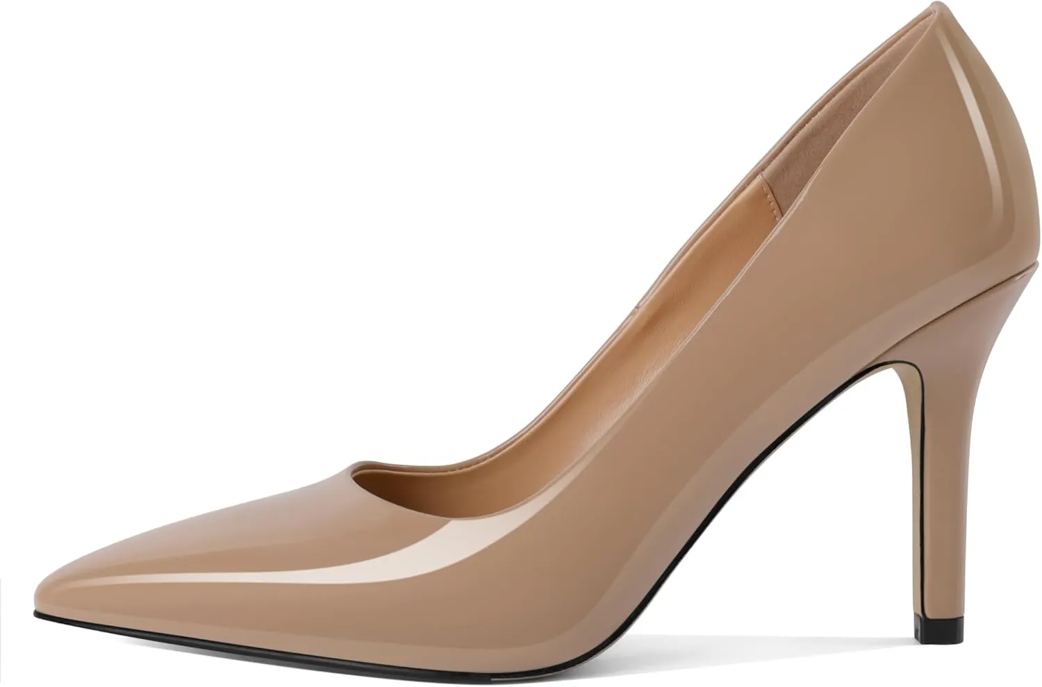 SAMMITOP Womens Closed Pointed Toe Pumps High Heels Stiletto Classic Slip On Dress Wedding Work Shoes Patent Leather 3.5 Inch