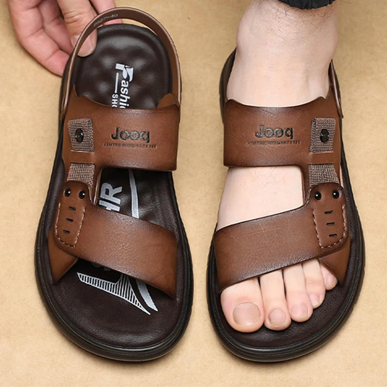 Sandals Mens W Men's Thick Soled Wedge Shoes Fashionable And Casual Outdoor Wear Adjustable New Leather Sandal Mens