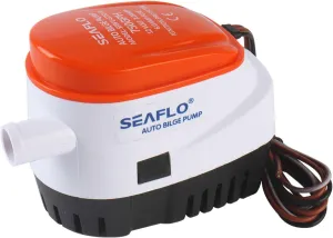 SEAFLO 06 Series Automatic Submersible Bilge Pump - 750GPH, 12V, 3/4" Outlet, 4-Year Warranty! - All-in-One Pump and Float Switch, Snap-Off Strainer, Compact Marine Boat Yacht Bilge Pump,