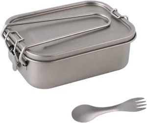 Sealed Lunch Box 1200ml, Pure Titanium Square Bento Box With Foldable Handle Suitable For Outdoor Or Home Use(With handle)