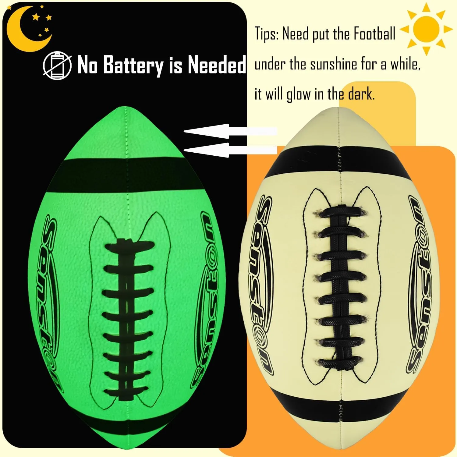 Senston Football Size 9/6 - Premium Composite Leather High School/Kids/Youth Football with Pump Size Foot Ball with Pump