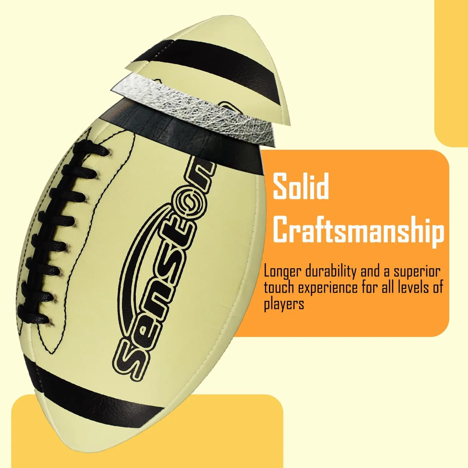 Senston Football Size 9/6 - Premium Composite Leather High School/Kids/Youth Football with Pump Size Foot Ball with Pump