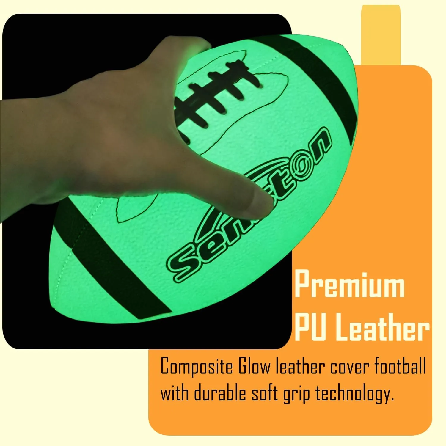 Senston Football Size 9/6 - Premium Composite Leather High School/Kids/Youth Football with Pump Size Foot Ball with Pump